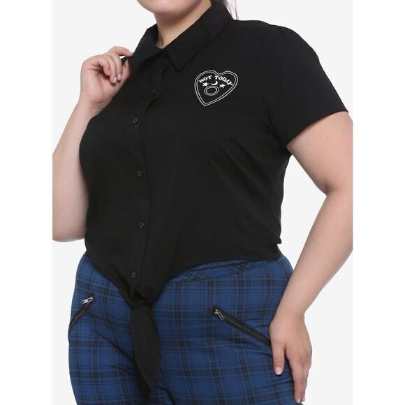 Hot Topic Tops - Not Today Planchette Tie-Front Girls Woven Button-Up Plus Size 2